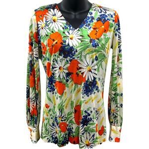 Vintage 70s Malbe Original Floral Blouse
